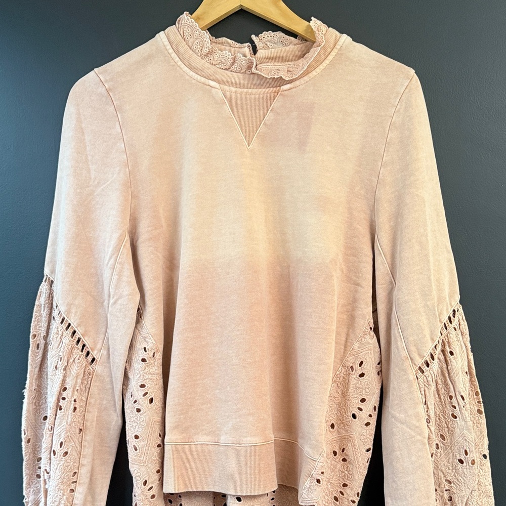Fate Blush Lace Trim Sweatshirt